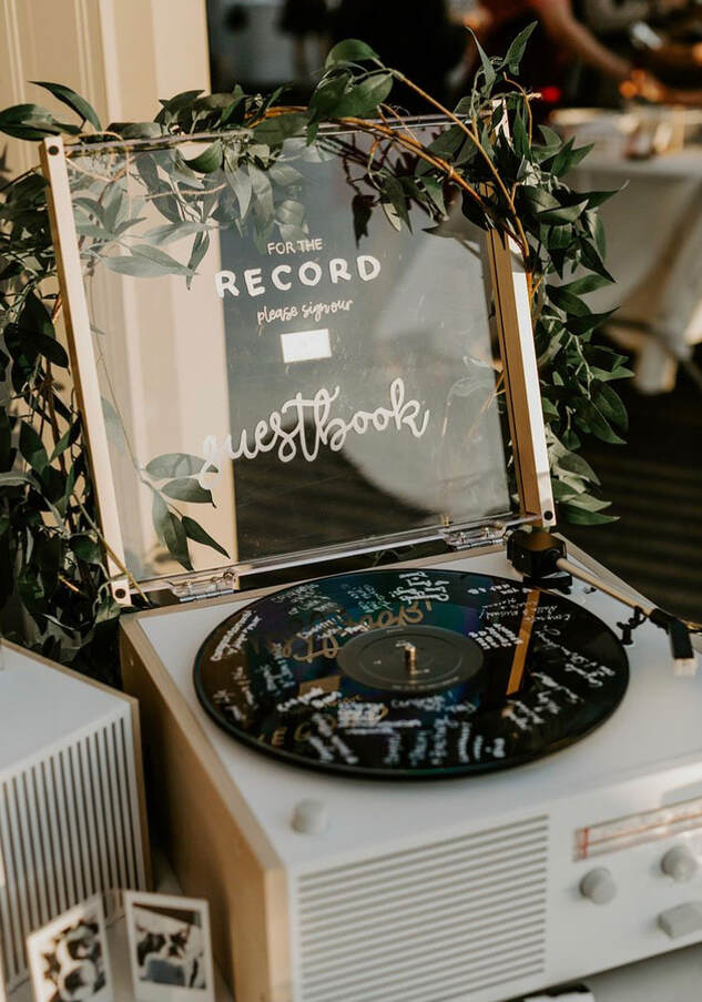 Record Player Wedding Guest Book Sign In